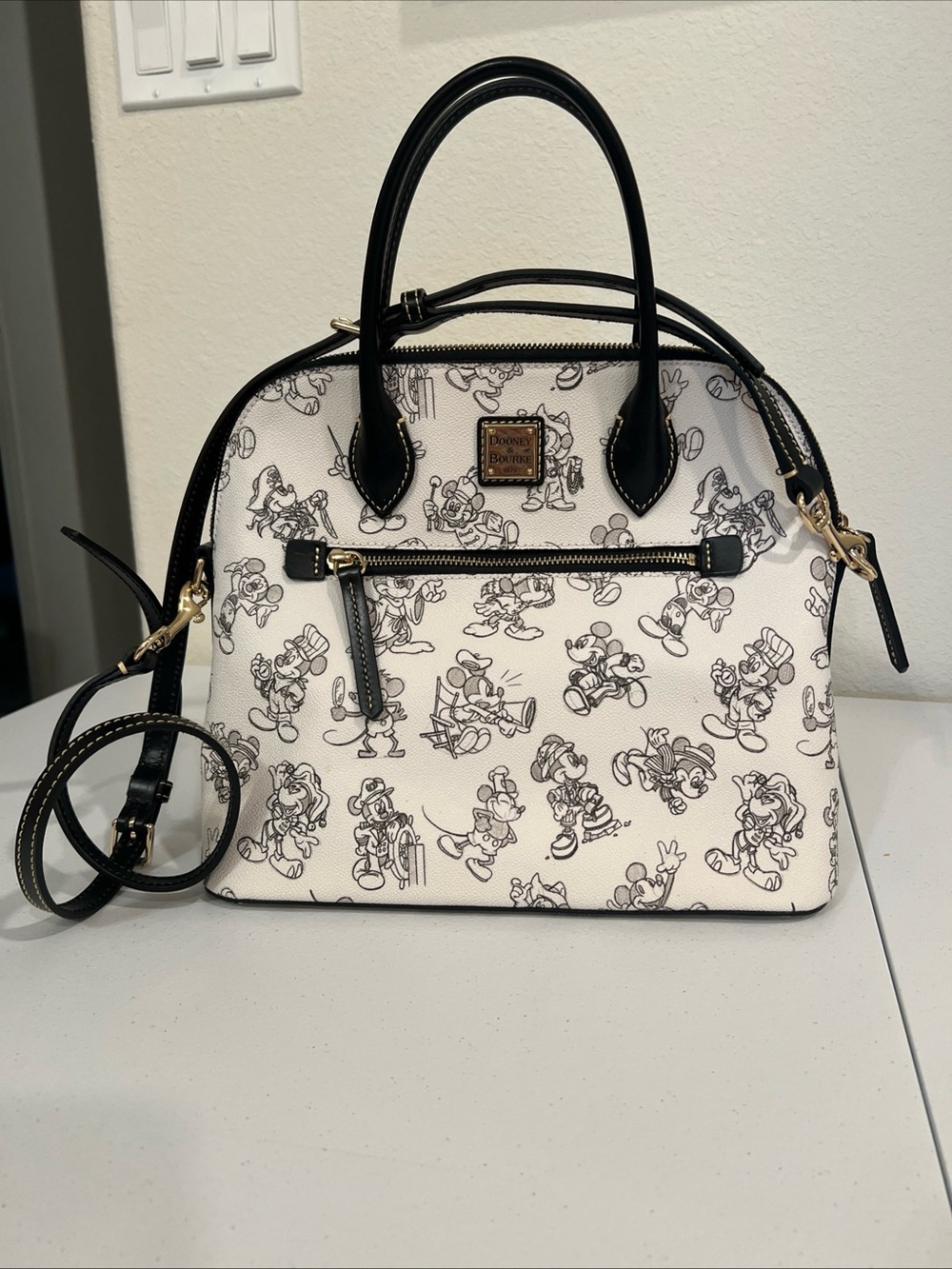 Disney Dooney & Bourke Domed Mickey’s 90th - Through The Years Sketch Satchel